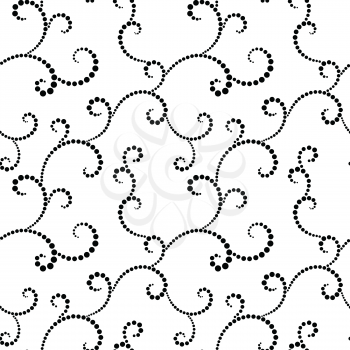 Vector seamless pattern. Curls from round points isolated on a white background.  Ideal for textile print and wallpapers.