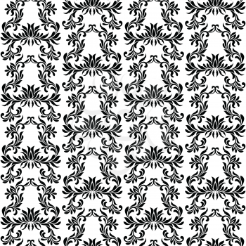 Seamless pattern with ornate Decorative flowers on a white background.  Ideal for textile print and wallpapers.