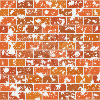 Seamless pattern. Red brick wall with stains of peeling plaster. Texture for print, wallpaper, home decor, textile, or website background.