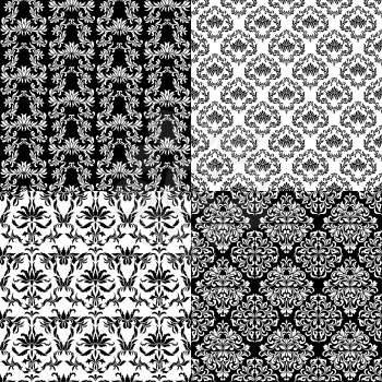 Set of seamless patterns. Luxurious wallpapers in vintage style. Background Damask. Texture for print, wallpaper, home decor, textile, package design