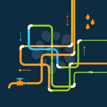 Vector color abstract design tangled pipes eps.
