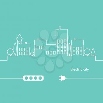 Concept electric circuit city. Vector flat design.