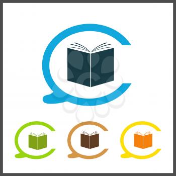 Vector simple icon library. Opened white book.