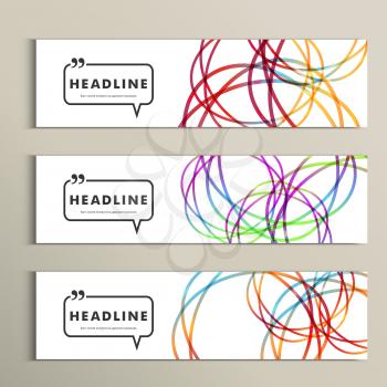 Set of color line banners for abstract design.