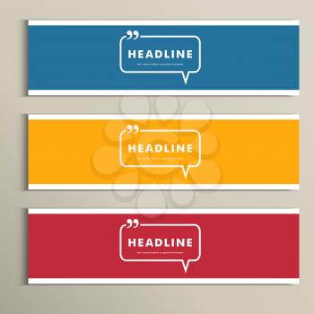 Set banners with speech bubbles on a simple banner.
