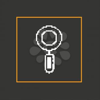 Simple stylish pixel magnifying glass icon design.