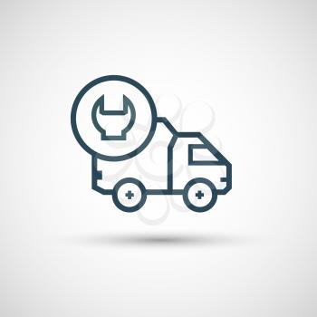 Icon for vehicle delivery services and goods.