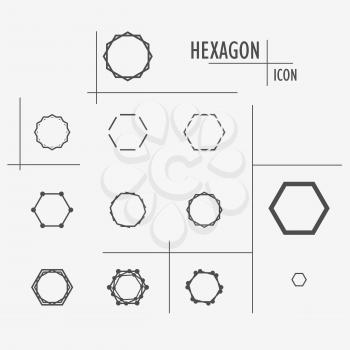 Set black vector character of hexagons eps10.