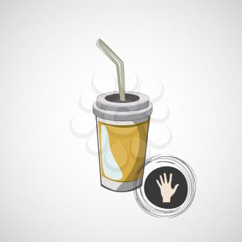 Vector sketch of cardboard glasses with drink.