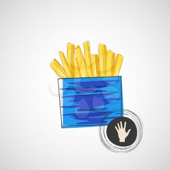 Vector sketch of cardboard with french fries.