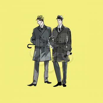 Vector sketch mans in fashion clothes eps.