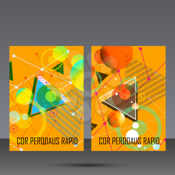 Abstract geometric image. Set in beautiful design pieces. A4 format template.
