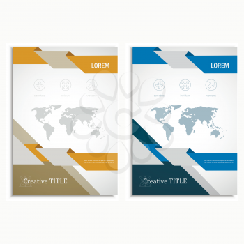 Annual report brochure flyer design template vector, map design, cover template.