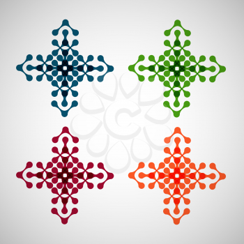 abstract colored molecule on a white background.