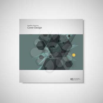 Abstract cover design, business brochure template layout, annual report, booklet or book in A4. Hexagonal geometric creative shapes.