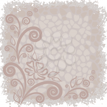 Abstract background with outline symbolical floral pattern. Vector