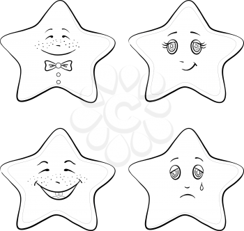 set of the stars smilies symbolising various human emotion, contours. Vector