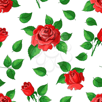 Flower beautiful vector seamless background, roses, flowers and leaves