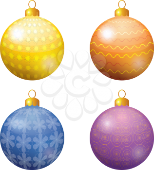 Christmas holiday decoration, set of balls with a pattern. Eps10, contains transparencies. Vector