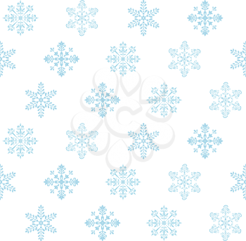 Seamless Christmas background: blue snowflakes on white. Vector