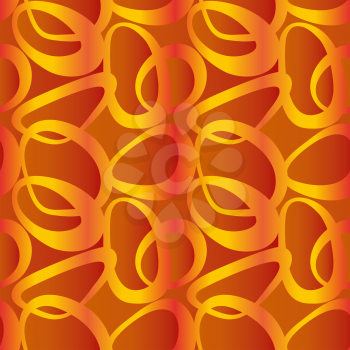 Seamless Abstract Tile Pattern with Golden Yellow Rings on Orange Background. Vector