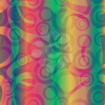 Seamless Abstract Background, Tile Striped Colorful Pattern with Rings. Vector