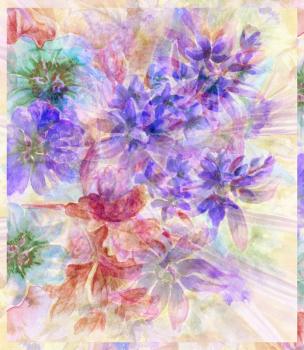 Picture, abstract flowers. Hand draw water colour on a paper