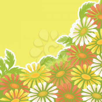 Floral holiday background, pattern with chamomile flowers. Vector