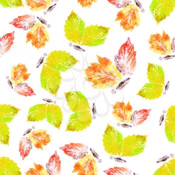 Abstract seamless background, butterflies from leaves, hand draw watercolour painting