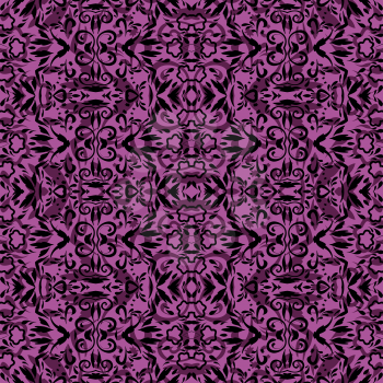 Seamless abstract pattern, black contours on lilac background. Vector