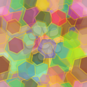 Seamless Background, Abstract Tile Pattern, Colorful Geometrical Figures Hexagons. Eps10, Contains Transparencies. Vector