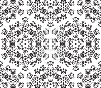 Abstract seamless background with symbolical floral black and white pattern. Vector