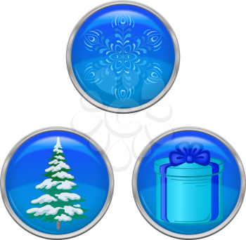Set of Christmas icons buttons, holiday symbols, isolated on white background. Eps10, contains transparencies. Vector