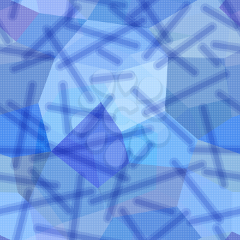 Abstract Seamless Background with Blue and Violet Colorful Geometrical Figures. Eps10, Contains Transparencies. Vector