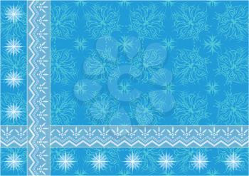 Blue holiday background with abstract floral patterns, borders and stars. Eps10, contains transparencies. Vector