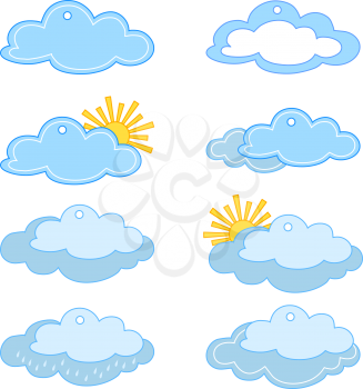 Set of labels - price tags with clouds and the sun, weather symbols