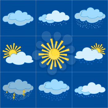 Set vector weather icons, illustrating the various natural phenomena