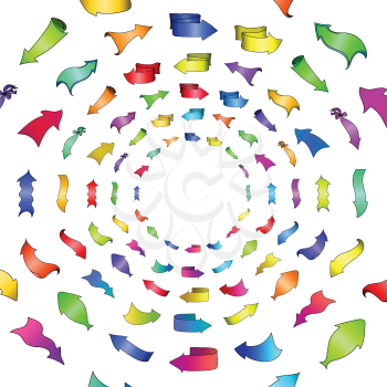 Background of different colourful arrows on white background. Vector