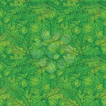 Summer background with green leaves of different plants, nature seamless. Vector
