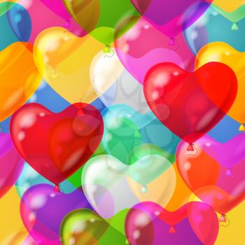 Heart shaped balloons seamless pattern background, beautiful colorful illustration. Vector eps10, contains transparencies