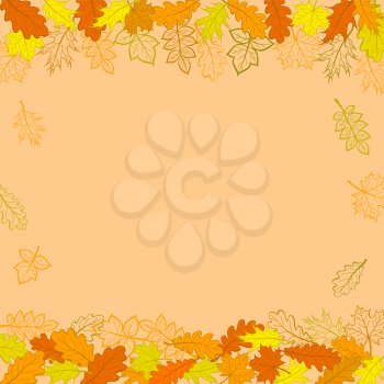 Vector, background with autumn leaves of plants and contours