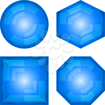 Set blue icons, computer buttons different forms, vector eps10, contains transparencies