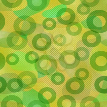 Abstract green seamless background, pattern with rings. Vector eps10, contains transparencies
