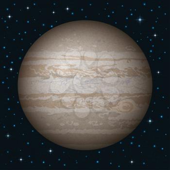 Space background, realistic planet Jupiter and stars. Elements of this image furnished by NASA (http://solarsystem.nasa.gov). Eps10, contains transparencies. Vector