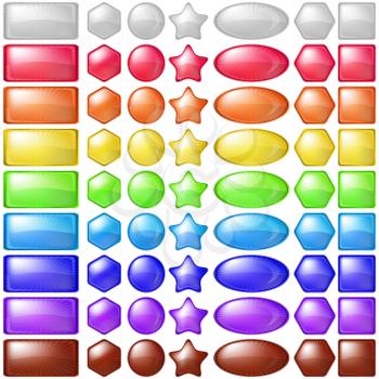 Set multi-coloured icons, buttons different forms. Vector eps10, contains transparencies