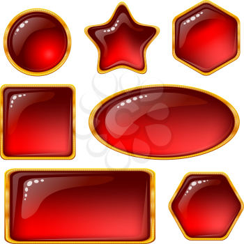 Set of web buttons with gems and golden frames. Eps10: contains transparency. Vector