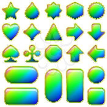 Set of glass buttons different forms, all colors of the rainbow, elements for web design. Vector eps10, contains transparencies