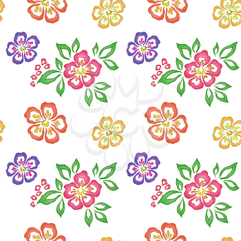 Abstract floral seamless background with symbolical flowers, Vector