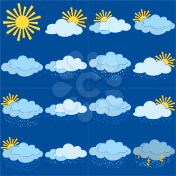 Set weather icons, illustrating the various natural phenomena. Vector