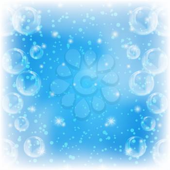 Bubbles background, abstract transparent on the blue sky, eps10, contains transparencies. Vector